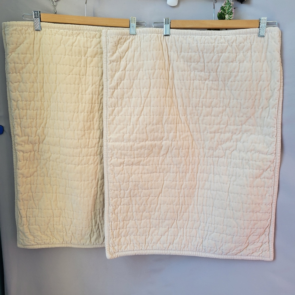 2 Pottery Barn Reversible Silk Cotton Quilted‎ Standard Pillow Shams 20 x 26